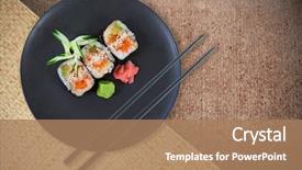  Presentation with japanese food - Presentation design consisting of angle view of fresh japanese background and a coral colored foreground