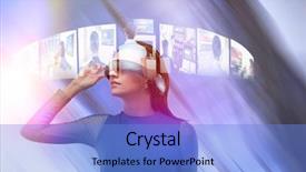  Presentation with glass ceiling - Slide deck with woman wearing virtual reality glass background and a light blue colored foreground