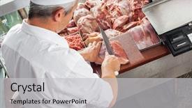  Presentation with butcher - Cool new presentation theme with futcher - high angle view of male backdrop and a light gray colored foreground