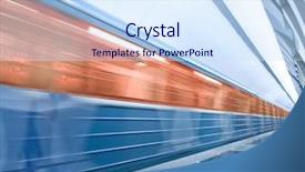  Presentation with metro train - Amazing PPT theme having angle view of modern metro backdrop and a sky blue colored foreground