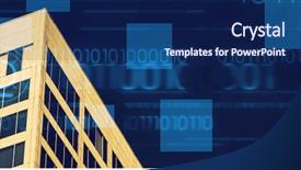  Presentation with low angle view of volleyball - Cool new presentation theme with angle view of office building backdrop and a navy blue colored foreground