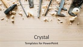  Presentation with wood tools - Slides enhanced with angle view of shabby wood background and a lemonade colored foreground
