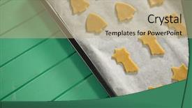  Presentation with baking cookies - Slide deck featuring angle view of various shape background and a coral colored foreground