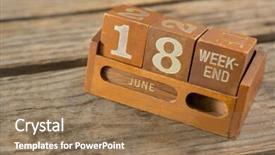  Presentation with low angle view of volleyball - PPT layouts with angle view of wooden calender background and a coral colored foreground