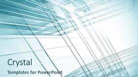  Presentation with high rise building - Presentation design enhanced with angle view to steel blue background and a sky blue colored foreground