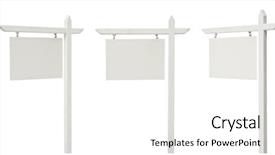  Presentation with blank signs - Beautiful presentation theme featuring different angled blank real estate backdrop and a white colored foreground
