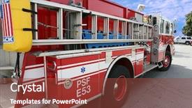  Presentation with fire truck - Slide deck featuring angled fire truck background and a tawny brown colored foreground