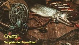  Presentation with tools - Beautiful slide deck featuring angler - fishing tools and fresh pike backdrop and a tawny brown colored foreground