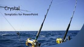 Presentation with fishing boat - Audience pleasing PPT theme consisting of deep sea - angler boat big game fishing backdrop and a light blue colored foreground