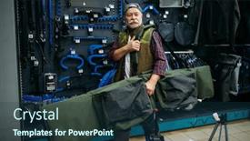  Presentation with fishing - Presentation design consisting of angler-holds-case-for-fishing background and a tawny brown colored foreground