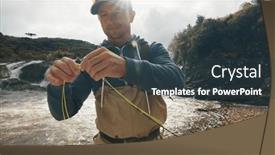  Presentation with fisherman - Presentation theme featuring angler-prepares-for-fly-fishing background and a tawny brown colored foreground