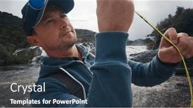  Presentation with fisherman - Slide set featuring angler-prepares-for-fly-fishing background and a tawny brown colored foreground