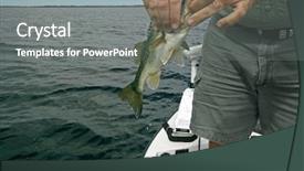  Presentation with lake - Audience pleasing presentation theme consisting of angler releasing a bass back backdrop and a gray colored foreground