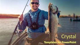  Presentation with fish river - Amazing slide set having angler-with-asp-fish-amateur backdrop and a tawny brown colored foreground