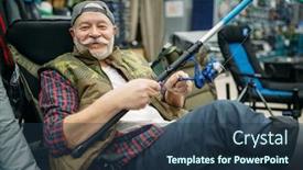  Presentation with fishing - PPT theme enhanced with angler-with-rod-sitting background and a tawny brown colored foreground