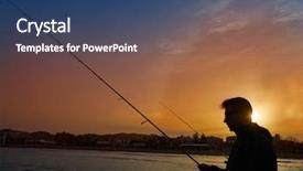 Presentation with sea fishing - Slide deck having angler with spinning rod fishing background and a  colored foreground