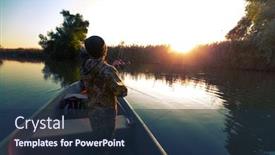  Presentation with boat river - Presentation theme having anglers-fishing-from-the-boat background and a navy blue colored foreground