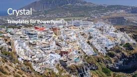  Presentation with view of village in cordillera - Amazing presentation having angles - fira village high angle daytime backdrop and a  colored foreground