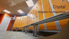  Presentation with locker room - PPT layouts consisting of angles - locker room with rows background and a gold colored foreground
