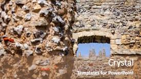  Presentation with world heritage - Presentation having anglo saxons church - canterbury cathedral seen through window background and a coral colored foreground