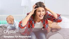  Presentation with angry baby - Theme consisting of angry - depressed young woman with cute background and a coral colored foreground