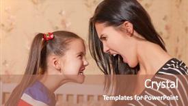  Presentation with faces - Colorful PPT theme enhanced with angry - mother and daughter make each backdrop and a coral colored foreground