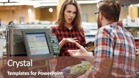  Presentation with supermarket - Theme with angry - photo of confused young lady background and a tawny brown colored foreground