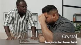  Presentation with african ethnicity - Theme having angry-african-american-businessman-rebuking background and a violet colored foreground