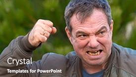  Presentation with aggressive people - Audience pleasing slide deck consisting of angry-aggressive-mature-man-threatens backdrop and a tawny brown colored foreground