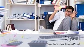  Presentation with scary - Presentation design enhanced with angry and scary businessman in the office background and a light blue colored foreground