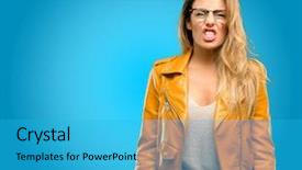  Presentation with angry - Cool new presentation with angry and stressful frowns face backdrop and a cyan colored foreground
