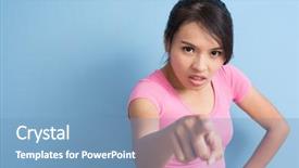  Presentation with wind energy close up portrait - Beautiful PPT theme featuring angry asian woman closeup portrait with copyspace backdrop and a teal colored foreground