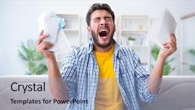  Presentation with pay restaurant bill bill bank - Slide set consisting of angry at bills he need background and a light blue colored foreground