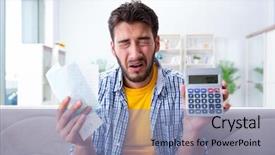  Presentation with pay restaurant bill bill bank - Slide set enhanced with angry at bills he need background and a teal colored foreground