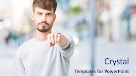  Presentation with violence - Cool new PPT theme with model vianlence - young handsome man wearing sweatshirt backdrop and a sky blue colored foreground