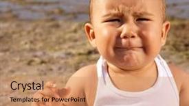  Presentation with angry baby - Slide deck consisting of angry baby in the beach background and a coral colored foreground