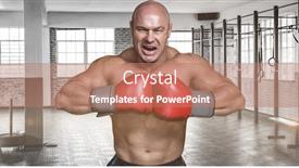 Presentation with boxer - Beautiful theme featuring angry bald boxer with punching gloves against gym backdrop and a coral colored foreground