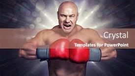  Presentation with boxer - Audience pleasing slide deck consisting of angry bald boxer with punching gloves against spotlights backdrop and a coral colored foreground