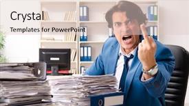  Presentation with busy - Audience pleasing PPT theme consisting of angry birds - young handsome busy employee sitting backdrop and a lemonade colored foreground