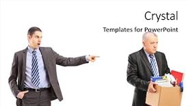  Presentation with employee federal compliance - Slide set enhanced with angry boss firing an employee background and a white colored foreground