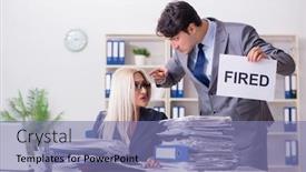  Presentation with secretary - Presentation design consisting of angry boss firing his assistant secretary background and a coral colored foreground