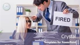  Presentation with secretary - Cool new slide deck with angry-boss-firing-his-assistant backdrop and a gray colored foreground