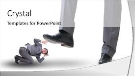  Presentation with employee profile company concept - Amazing PPT theme having angry boss stamping on employee backdrop and a white colored foreground