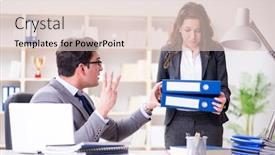  Presentation with performance - PPT layouts featuring angry boss unhappy with female employee performance background and a lemonade colored foreground