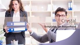  Presentation with performance - Slide deck with angry boss unhappy with female employee performance background and a lemonade colored foreground