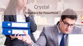  Presentation with performance - Presentation design consisting of angry boss unhappy with female employee performance background and a lemonade colored foreground