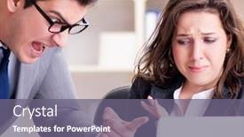  Presentation with performance - Audience pleasing theme consisting of angry-boss-unhappy-with-female backdrop and a gray colored foreground