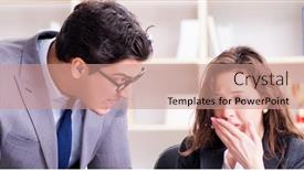  Presentation with performance - PPT layouts featuring angry-boss-unhappy-with-female background and a coral colored foreground