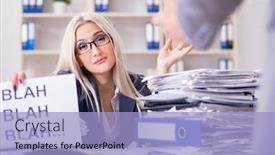  Presentation with secretary - Theme featuring angry boss yelling at his assistant secretary background and a light blue colored foreground