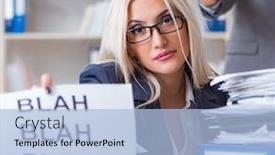  Presentation with secretary - Audience pleasing slide set consisting of angry boss yelling at his assistant secretary backdrop and a light blue colored foreground